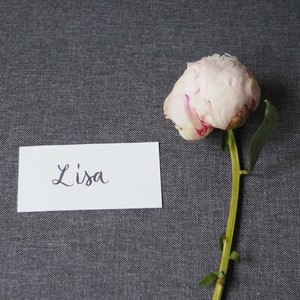 Tarjetas De Lugar De Caligrafía Lino Versa Blanco Plano