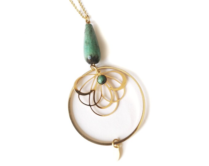 Golden with fine gold Nairobi necklace African Jaspe stone.
