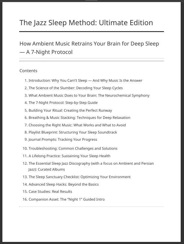 Jazz Sleep Method PDF — Sleep Peacefully in 7 Nights | Sleep Ebook ...