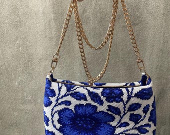 Blue Floral Purse Bead Crochet Pattern