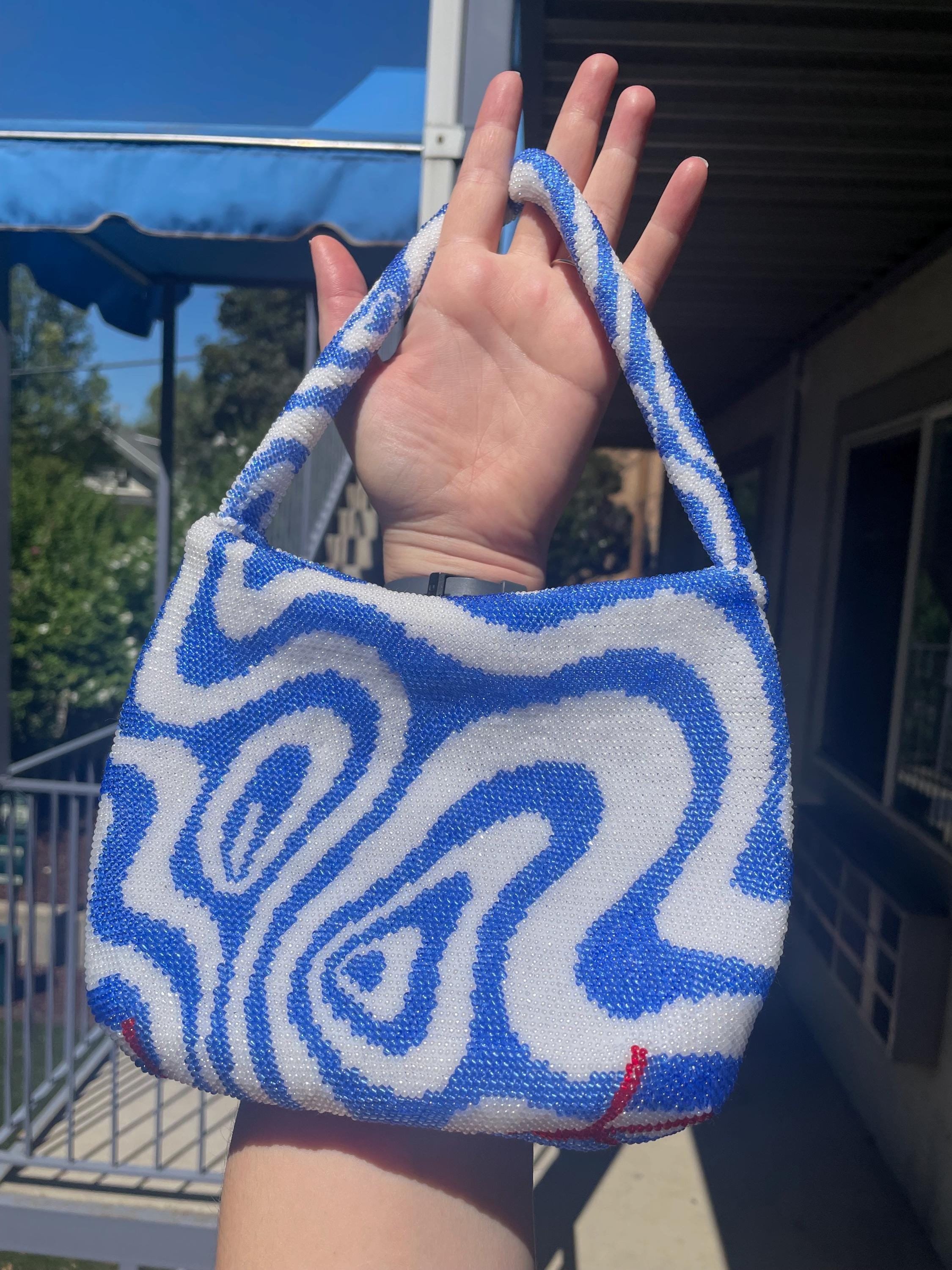 Blue Swirly Bead Crochet Bag Pattern - Etsy