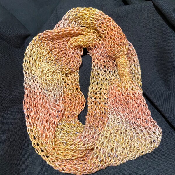 Handmade Knit Drop Stitch Infinity Scarf