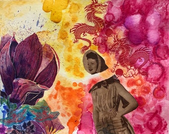 rights woman art Empower girl Feminist Art collage Inspirational motivational wall art. Strong women Vintage paper and watercolor