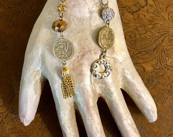 Vintage Bangle Bracelet with Dangles