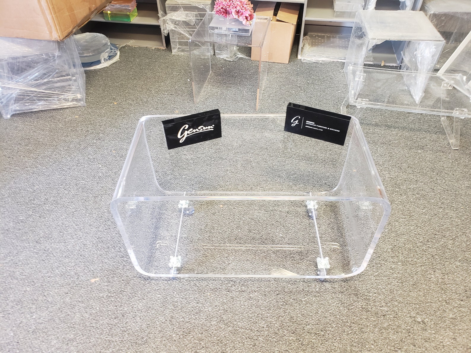 Acrylic TV table 32 x 16 x 20 on casters Etsy