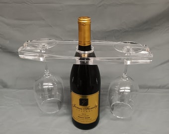 Acrylic wine Bottle And Glass Caddy