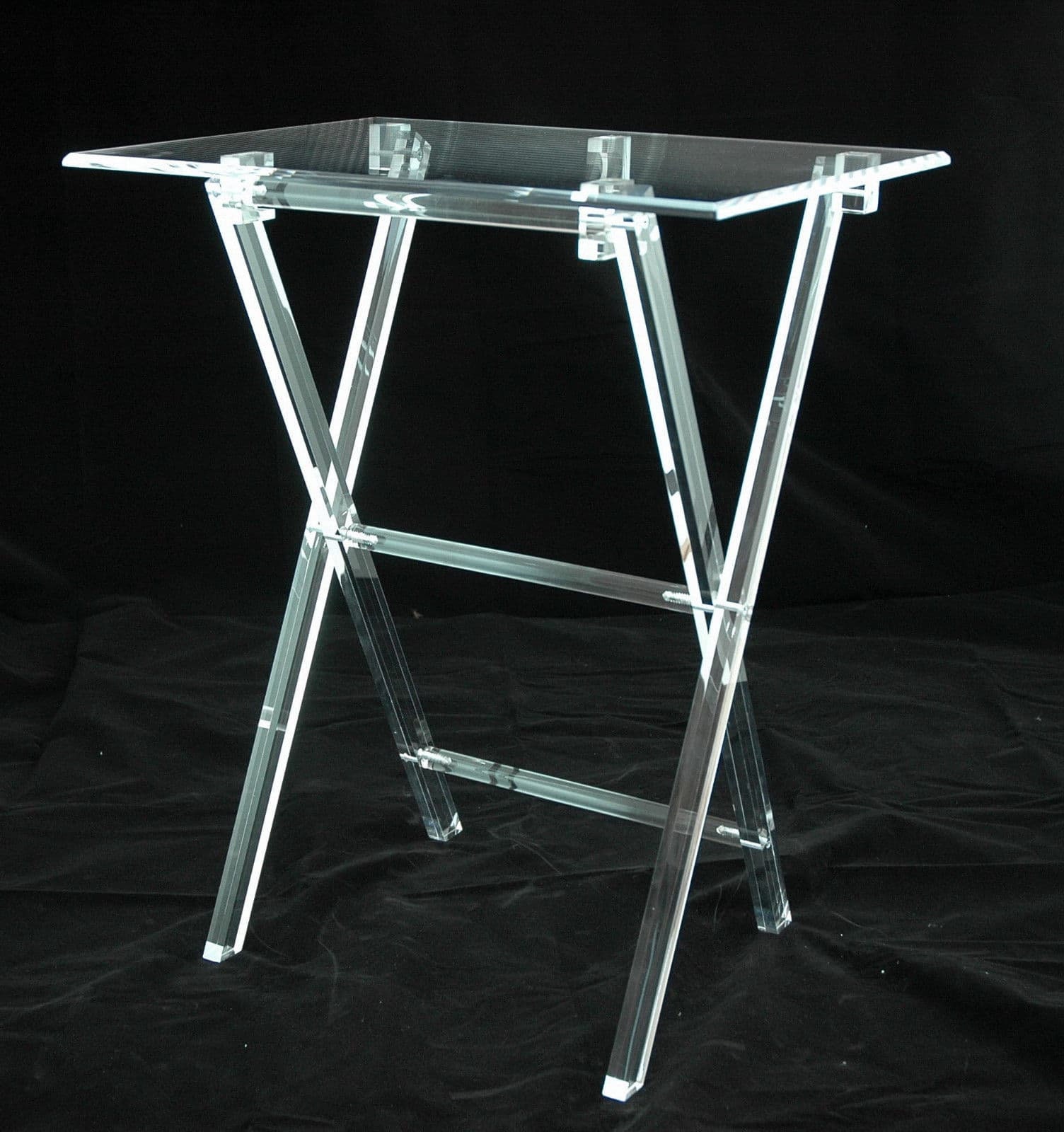 Clear Acrylic Tray Tables in Sets of Two or Four With or Without a