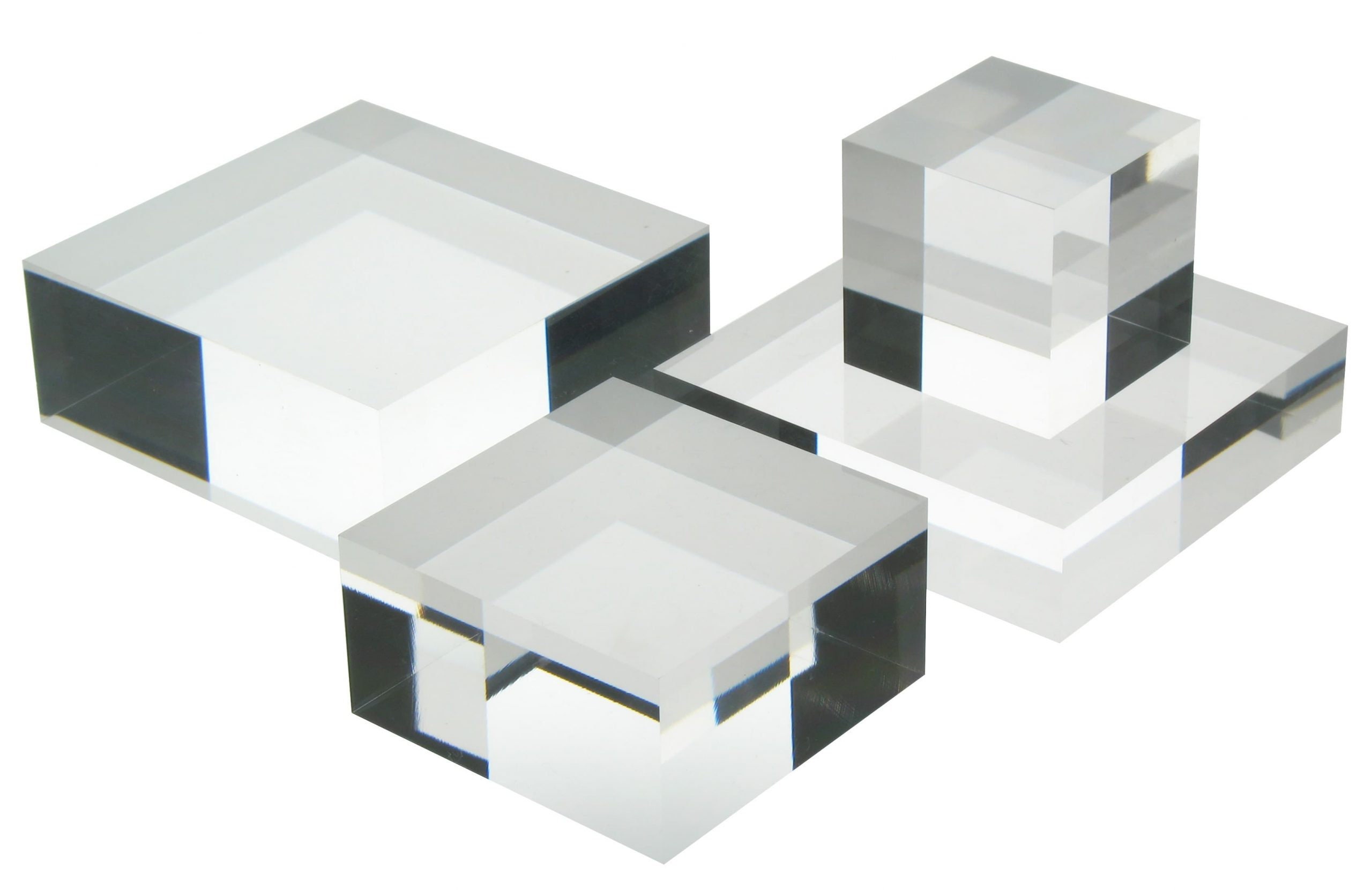 3 Thick Blocks | Solid Acrylic Blocks | Polished Bases