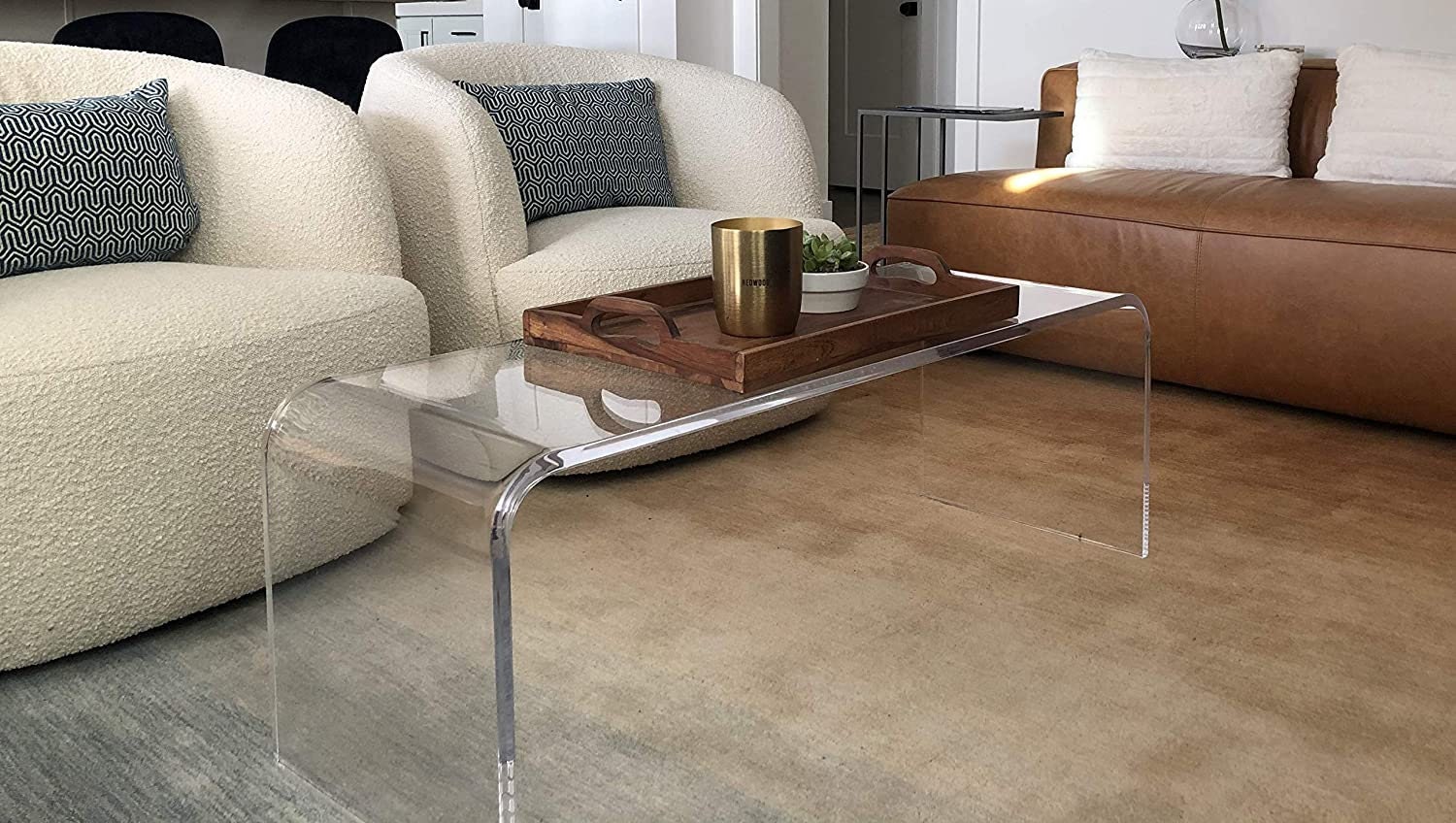Acrylic waterfall on sale coffee table