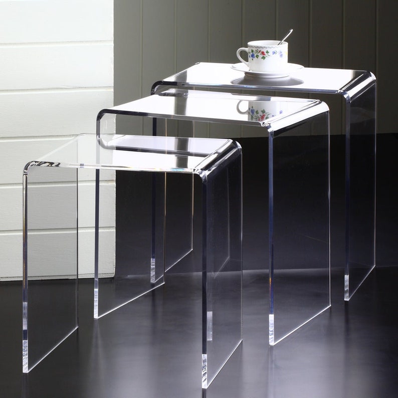 Acrylic Nesting Tables Set of Three Etsy