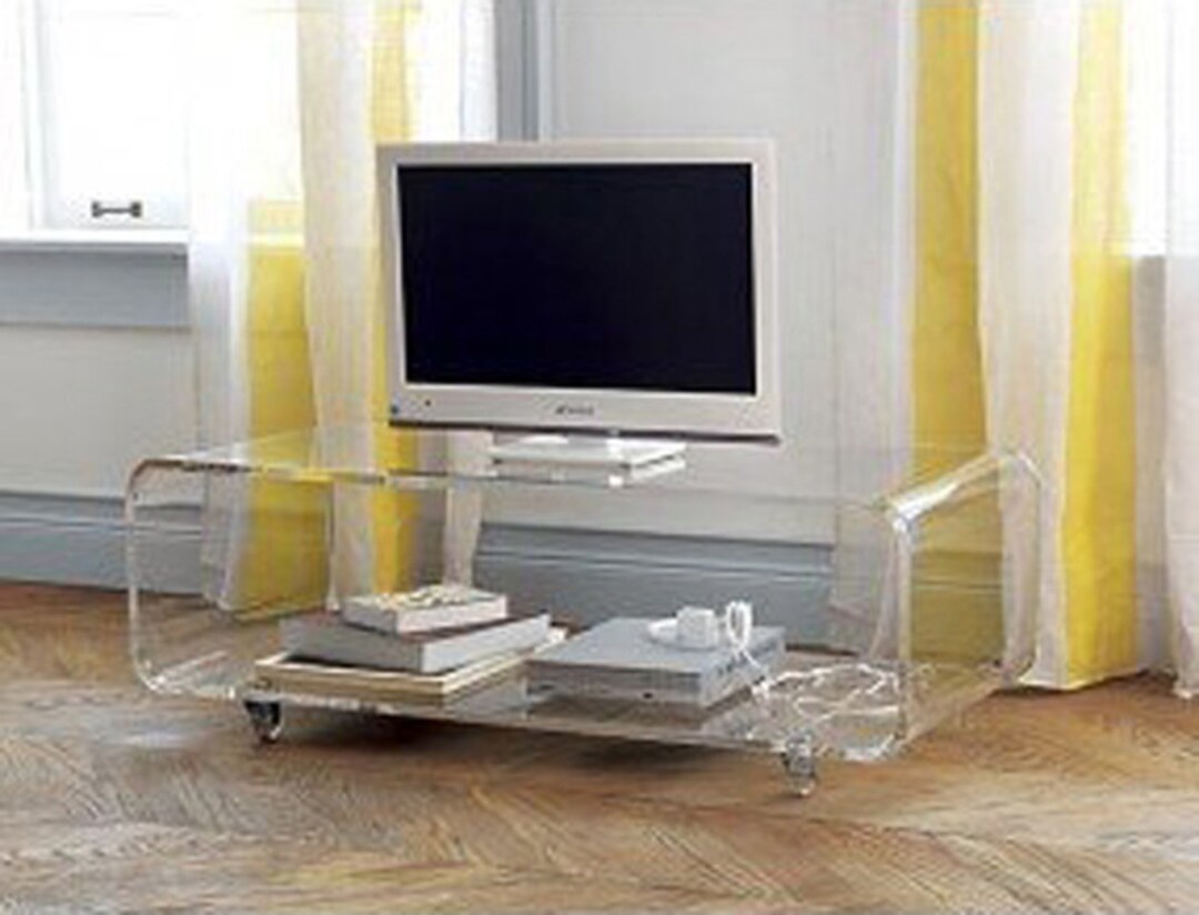 Acrylic TV Table 32 X 16 X 20 on Casters Made of 3/4 Clear or Smoked Grey Acrylic Etsy