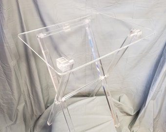 Clear acrylic tray tables in sets of two or four with or without a stand