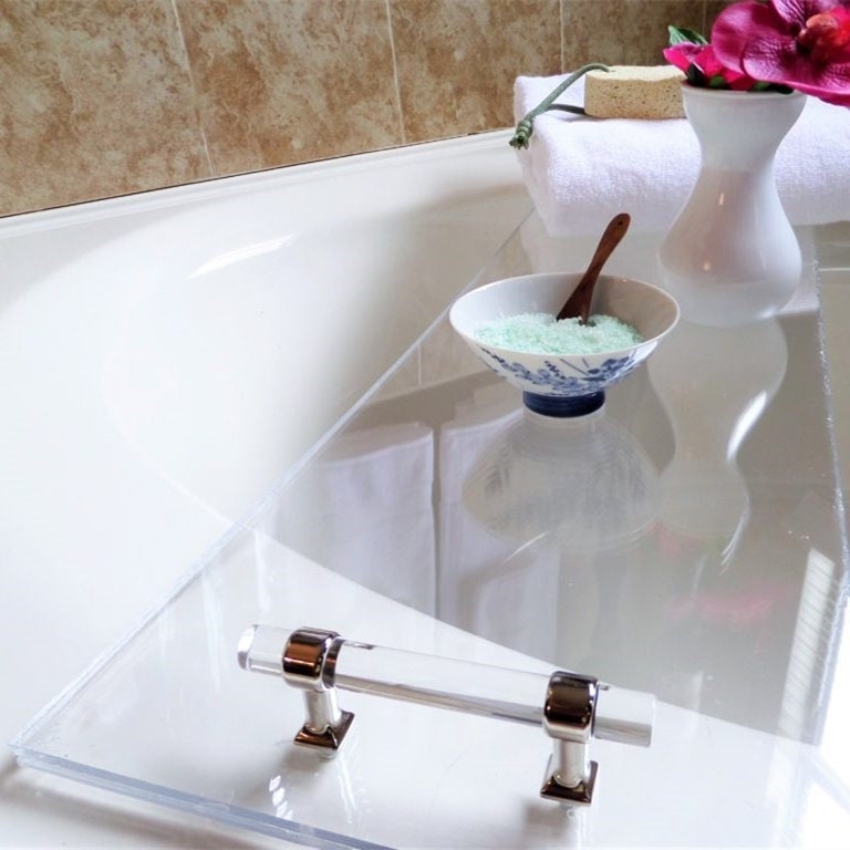 Free Shipping on Acrylic Water Ripple Bathtub Tray Clear Bathroom Caddy  Shelf with Gold Handles｜Homary UK