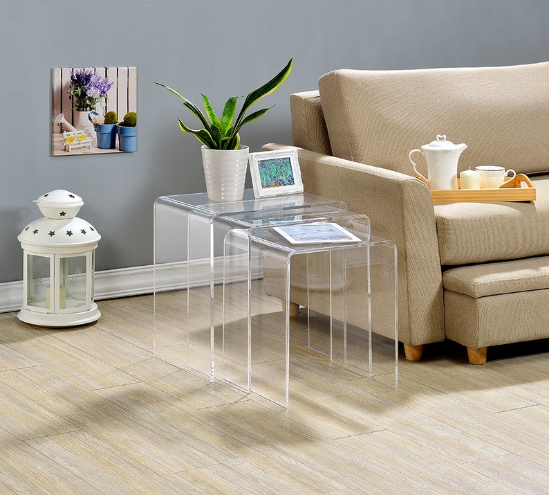 Acrylic Nesting Tables Set of Three Etsy