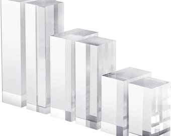 Acrylic Risers, Bases, Product Pedestals Square for display of Jewelry, Food, Product, Figurines, Crafts, Photo Props
