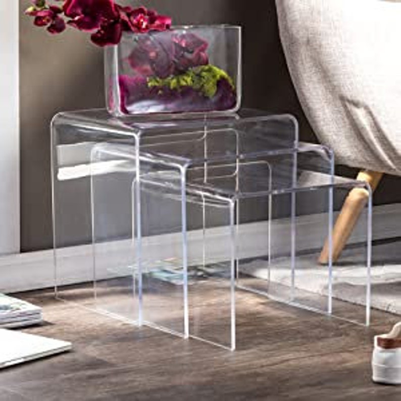 Acrylic Nesting Tables Set of Three Etsy