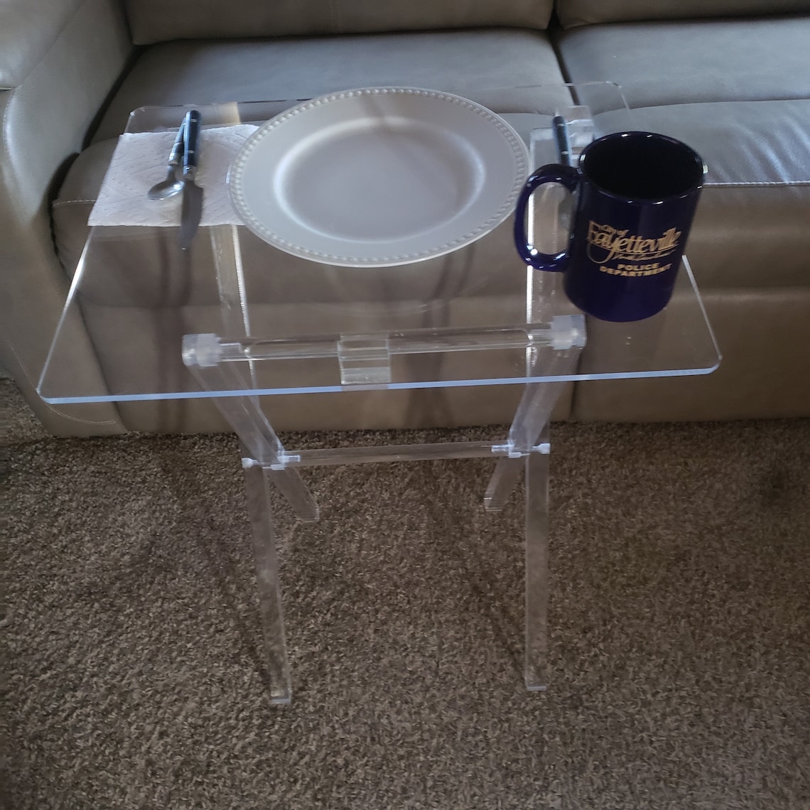 Acrylic TV tray table set of four with a stand Etsy