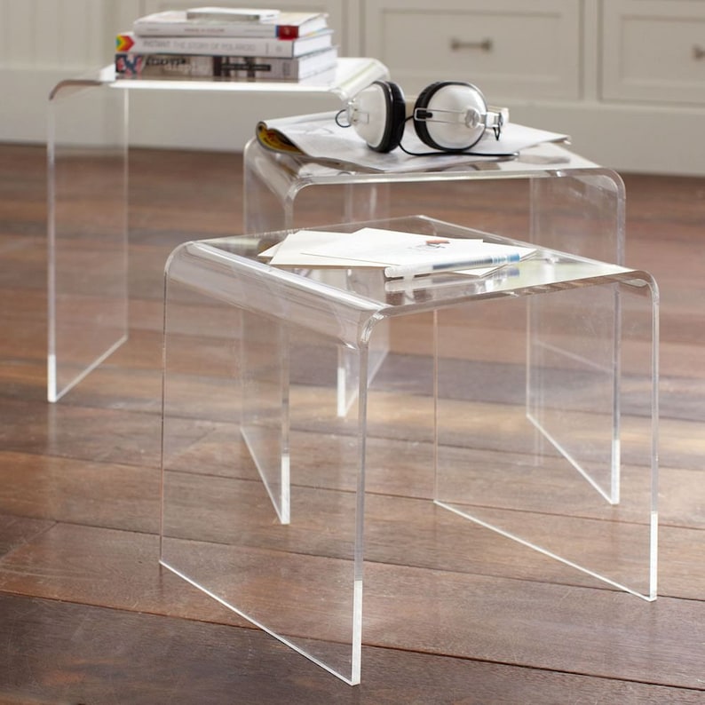 Acrylic Nesting Tables Set of Three Etsy
