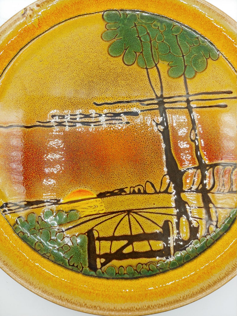 Poole Pottery England Aegean Plate firmado por L.J. Wills Etsy