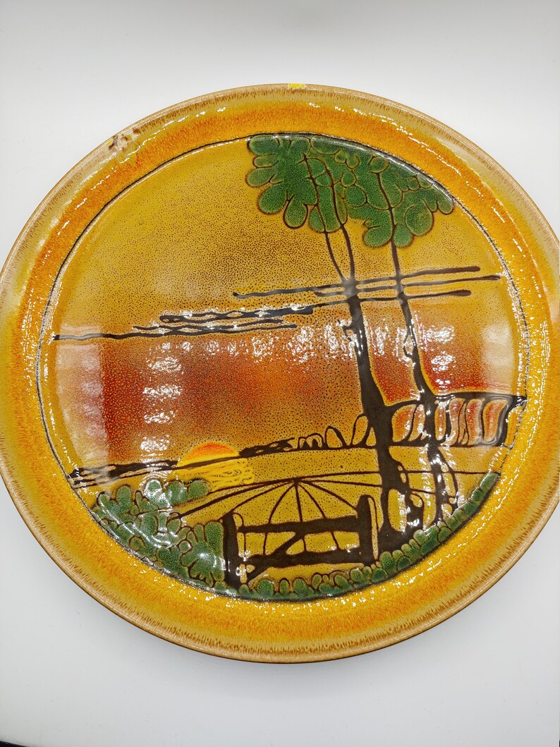 Poole Pottery England Aegean Plate firmado por L.J. Wills Etsy