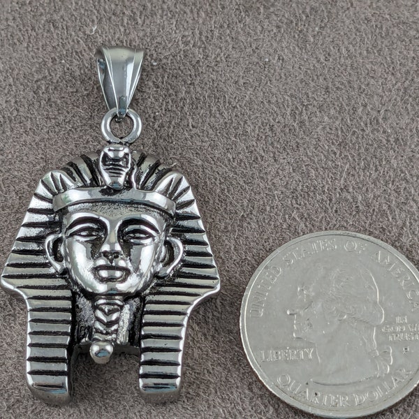 1 pc 304 Stainless Steel PHAROAH Pendant, Antique Silver, 38x27x10.5mm, Hole: 5x8mm    PH1888