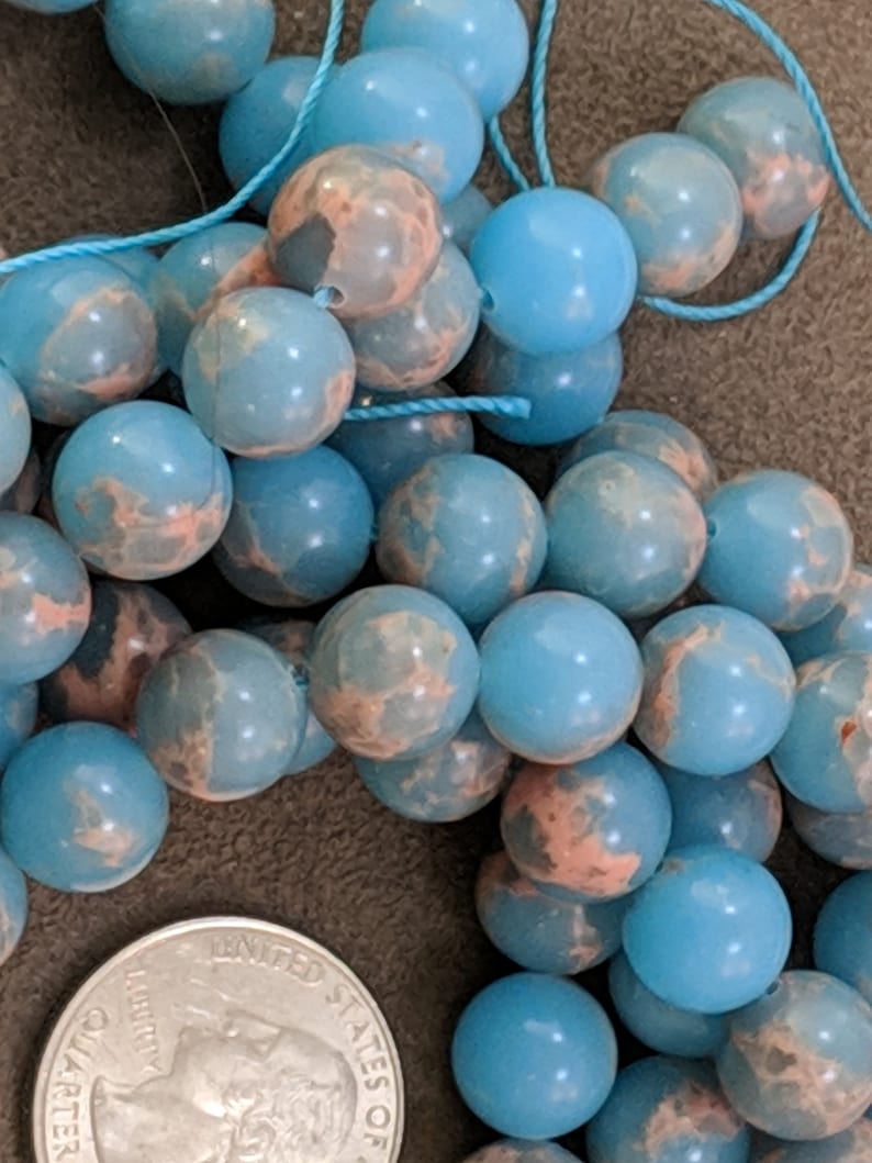 2360 10mm Winter Blue Sea Sediment Imperial Jasper Beads Grade AAA Round Beads 7.5 strand color enhanced