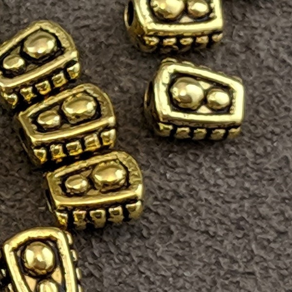 35 pcs Tibetan Style Beads, Lead Cadmium Nickel Free, Trapezoid, Antique Golden Color, 6x5mm, 4mm thick, hole: 1mm  PH014