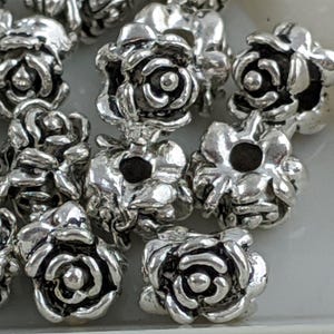 20 pcs Tibetan Style Alloy FLOWER Beads, Antique Silver, 7x6mm, Hole: 2mm     PH233