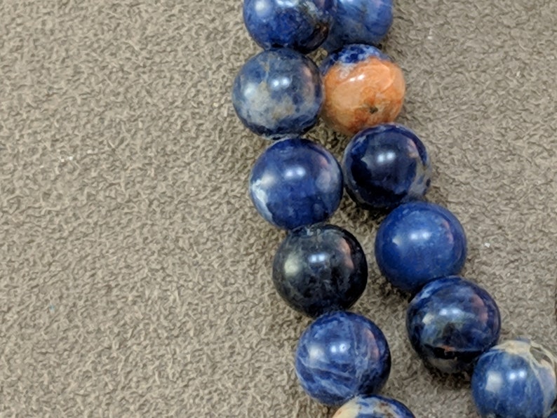 16 strand 2136 Red Line Sodalite 7mm round beads smooth blue and orange