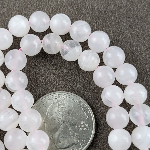 8mm Natural Pink Mangano Calcite Round Beads, Hole: 1mm, about 50pcs/strand, 15.5 inch    PH1782