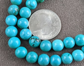 8mm High Quality Turquoise  (dyed) Howlite Round Beads 15.5 to 16 inch strand, approximately 48 beads per strand    GJ305