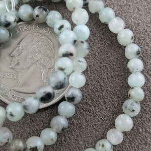 4mm Kiwi/Sesame Jasper round beads 15 inch strand, approx90 beads, GJ248