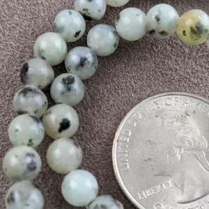 6mm Natural Sesame Jasper/Kiwi Jasper Round Beads, Hole: 1mm, about 65pcs per strand, 15.5 inch    PH952