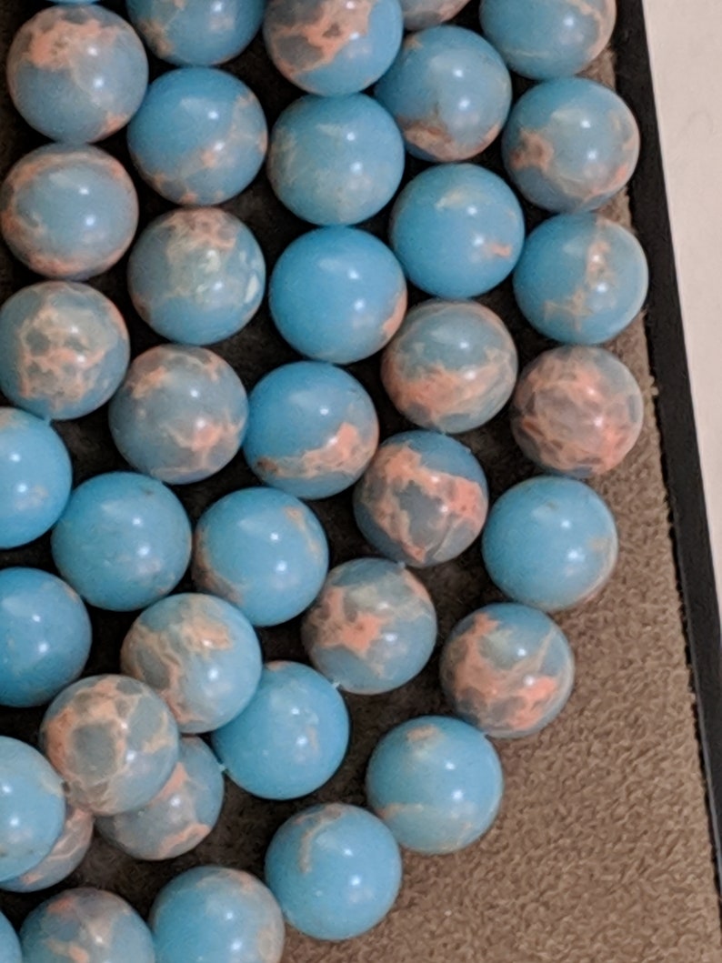 2360 10mm Winter Blue Sea Sediment Imperial Jasper Beads Grade AAA Round Beads 7.5 strand color enhanced