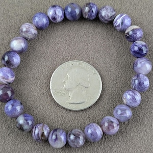 8.5mm Natural Russian Charoite Grade A+ round beads, approx 24 beads per half strand bracelet    PGO063-10