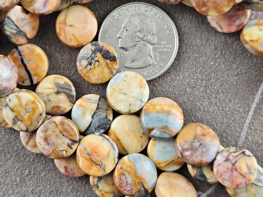 12mm Venus Jasper Coin 16 Beads, 8-inch From Dakota Stone DAK1442 - Etsy