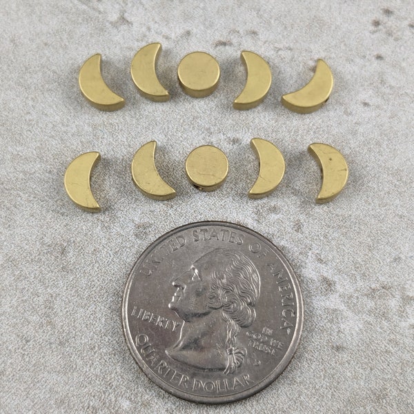 Coated Brass Moon Phase Beads - 10 pieces/2 sets    CTB890