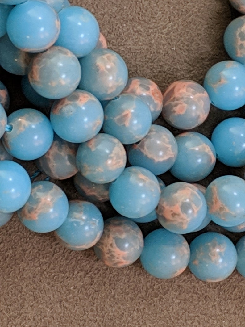 2360 10mm Winter Blue Sea Sediment Imperial Jasper Beads Grade AAA Round Beads 7.5 strand color enhanced