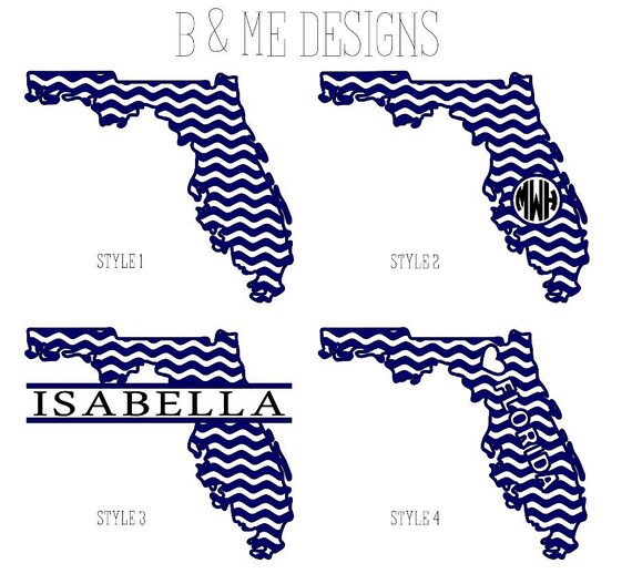 Personalized State of Florida Waves Decal