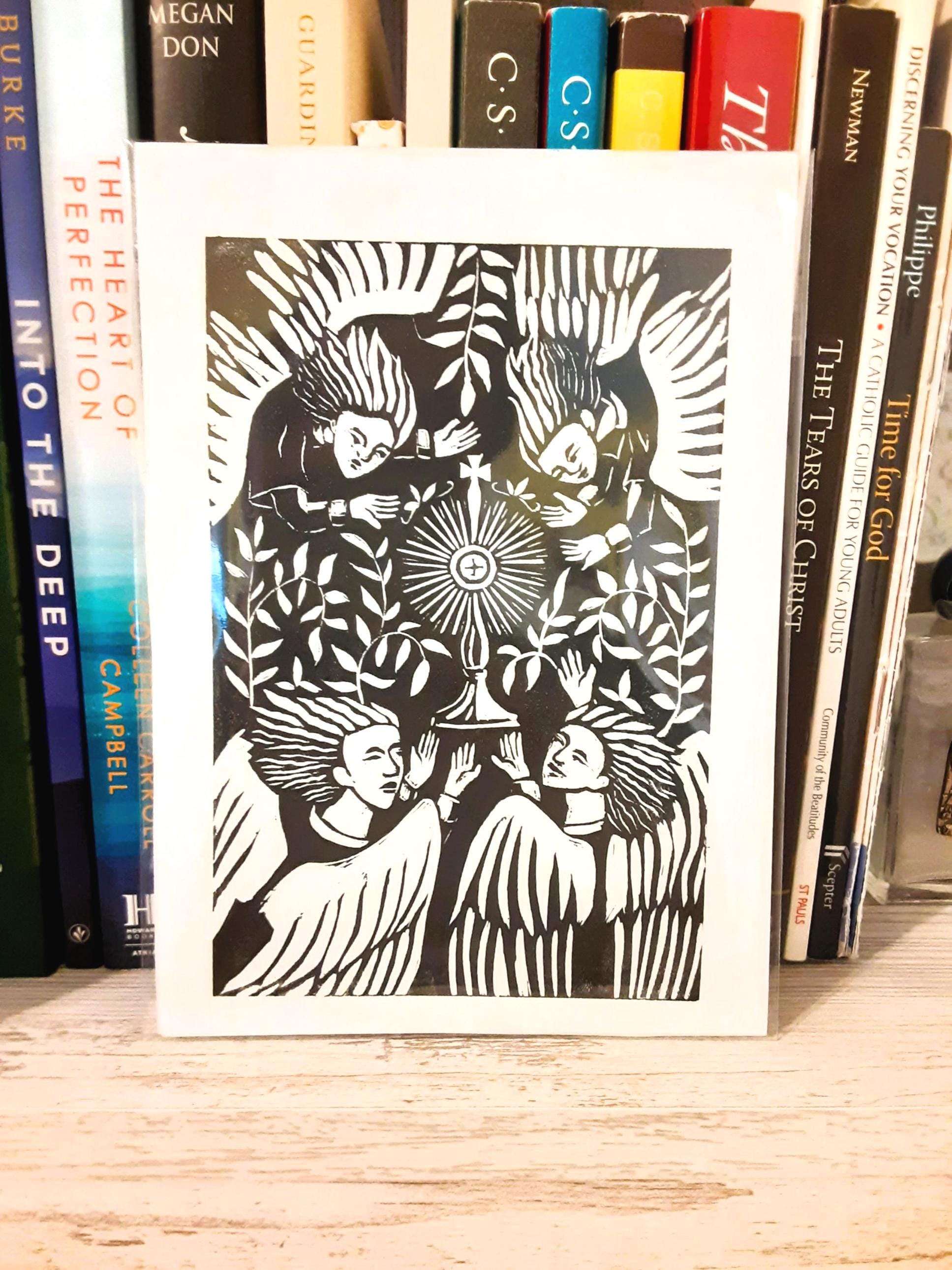 Angels in Prayer 5x7 Linocut Art Print - Etsy