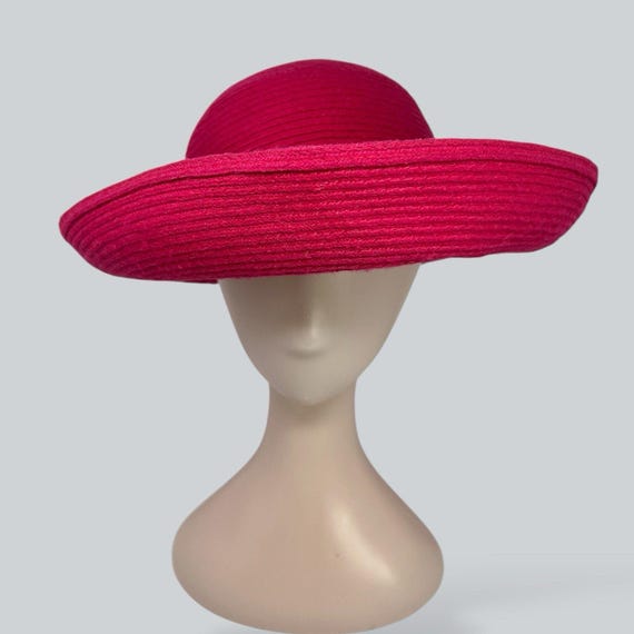 Vintage Y2K Betmar Hot Pink Floppy Sun Hat Barbiecore Resort Vintage Y2K Betmar Hot Pink Wide Brim Floppy Sun Hat  main image 2