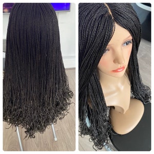 Ready to ship braided wig, curly end black wig