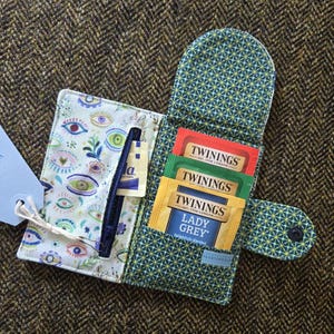 Tea Wallet with zipper pocket, Tea Holder, Tea Caddy, Tea Tote for Purse