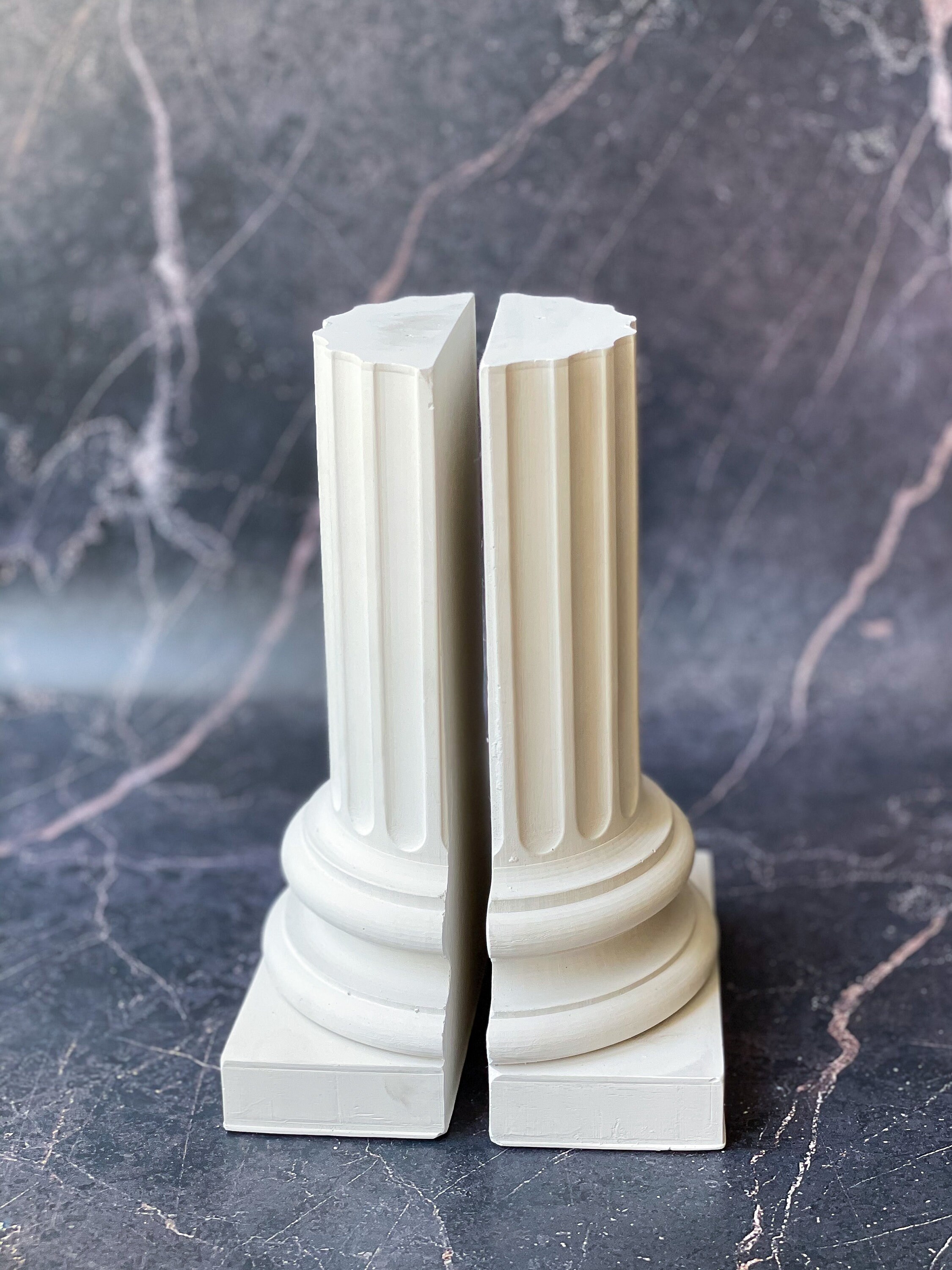 SET 2 White bookeds Column. Minimalist Bookends. Home Library Etsy