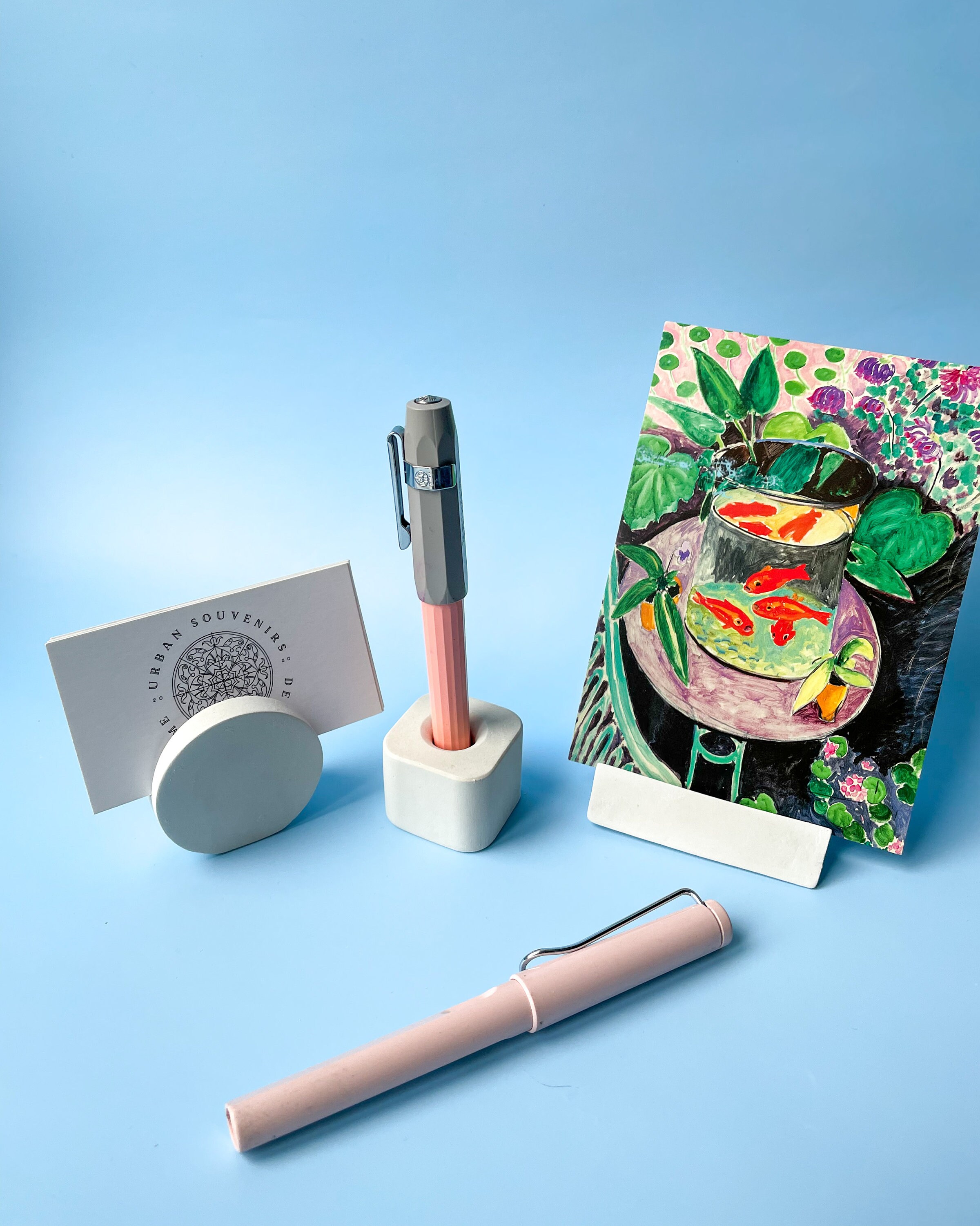 SET White office desk accessories pen holder card holder Etsy