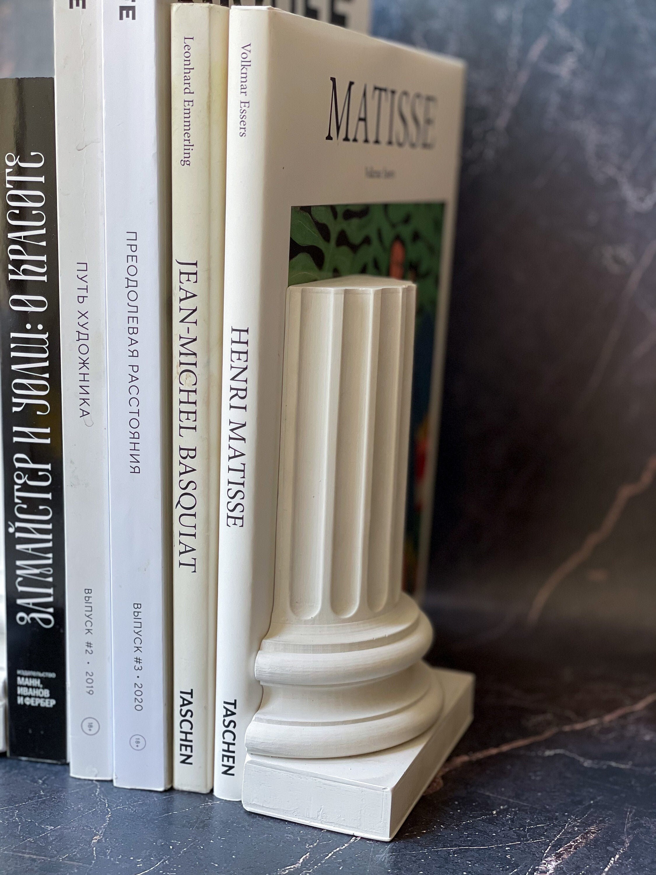 SET 2 White bookeds Column. Minimalist Bookends. Home Library Etsy