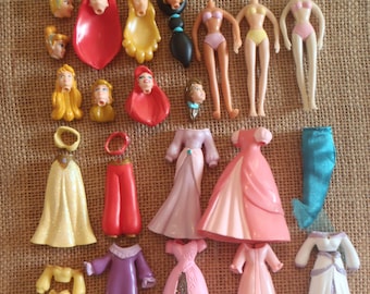 Muñecas estilo Polly Pocket de Disney Parks con cabezas intercambiables: Ariel, Cenicienta, Aurora, Jasmine, Bella (W46)