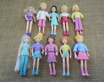 Vintage Polly Pocket Dolls Lot of 10 Clothes Dressed C48