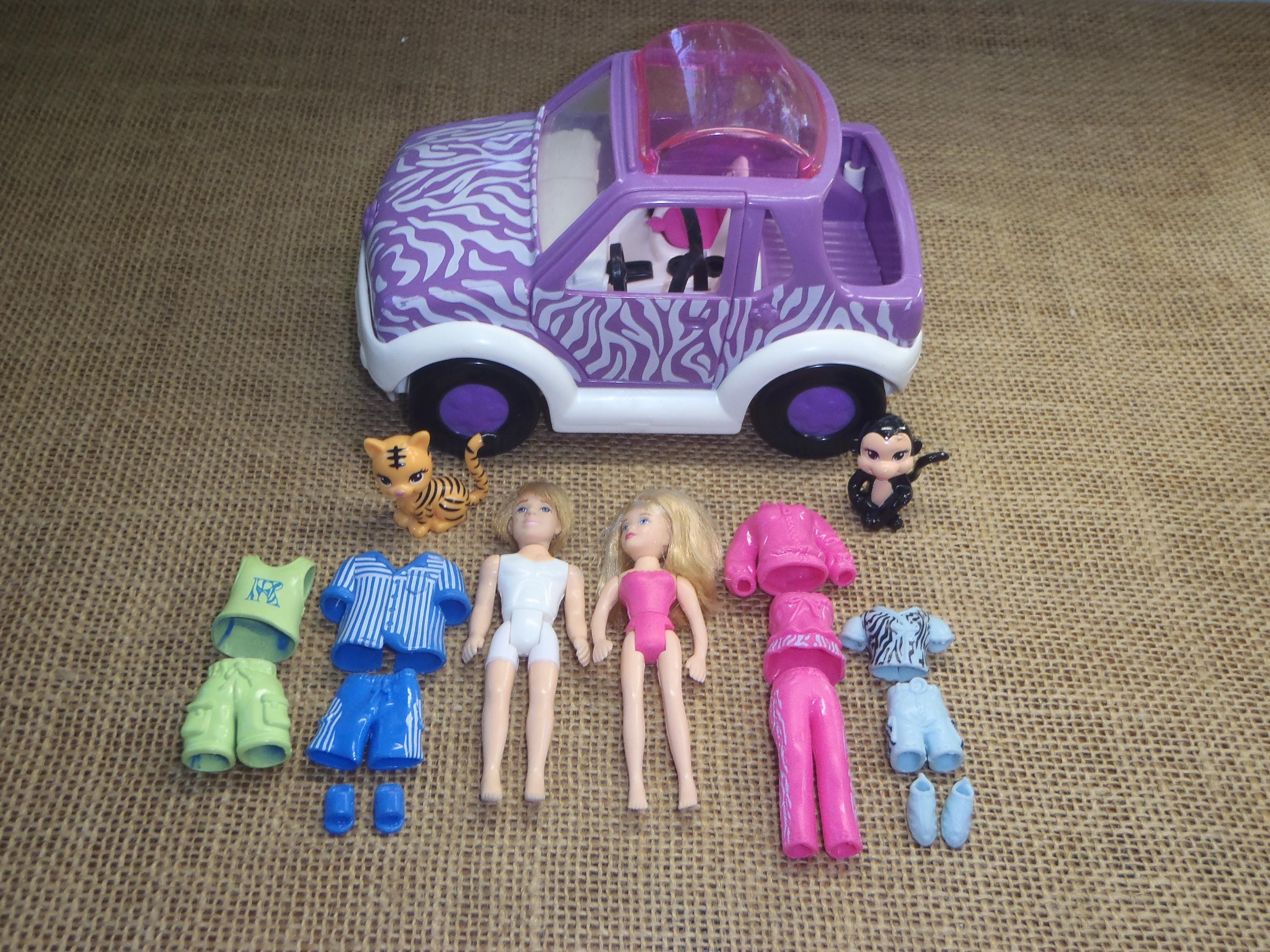 Vintage Polly Pocket 2006 Wild Ride Jeep Polly & Rick Zebra Stripe