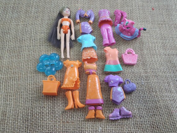 Vintage Polly Pocket Doll Glitter Sparkle Outfits Jointed Shoes Pet Lot Clothes D58 Etsy UK